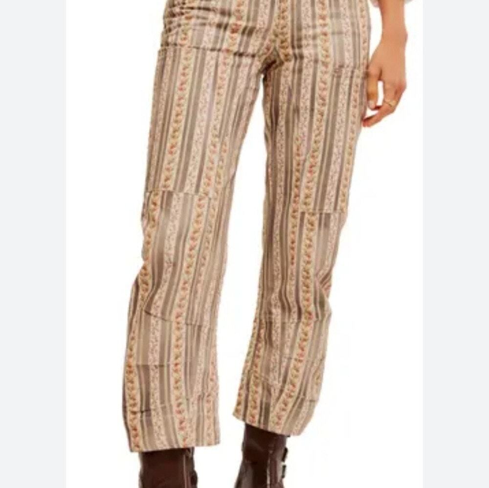 Free People super sonic slim pants floral patchwork stripe size 6